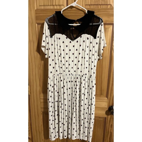 Torrid 0 Disney Minnie Mouse Maxi Sheer Mesh Top Dress Pockets Collar 12 Large - Picture 1 of 8